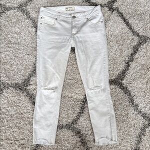 Free People Off White Distressed Skinny Jeans